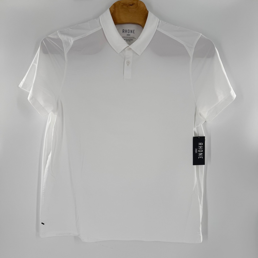 Rhone Mens Commuter Polo Shirt White Slim Fit XXL New With Tags Italian Fabric